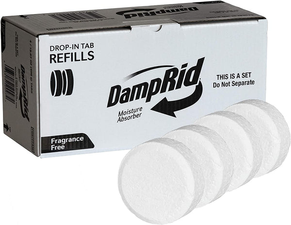 Damprid Fragrance Free Drop 4 Pack-15.8 Oz. Refill Tabs-Moisture Absorber, from Numerous Environments and Remove Foul Odors