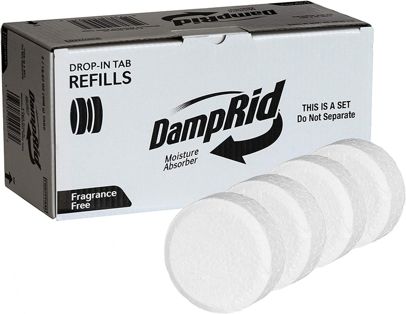 Damprid Fragrance Free Drop 4 Pack-15.8 Oz. Refill Tabs-Moisture Absorber, from Numerous Environments and Remove Foul Odors