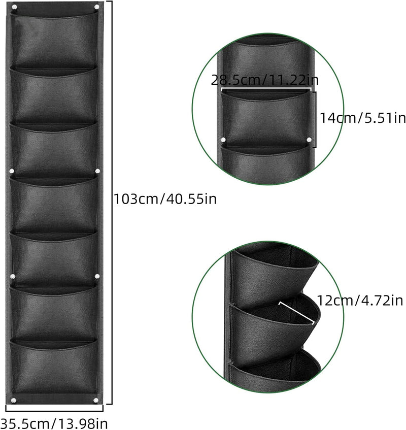 Hanging Planter Bags Valuehall 7 Pockets Vertical Wall Garden Planter Waterproof Wall Hanging Flowerpot Bag for Indoor and Outdoor Gardening Plant Flowers Vegetables or Herbs V7I06