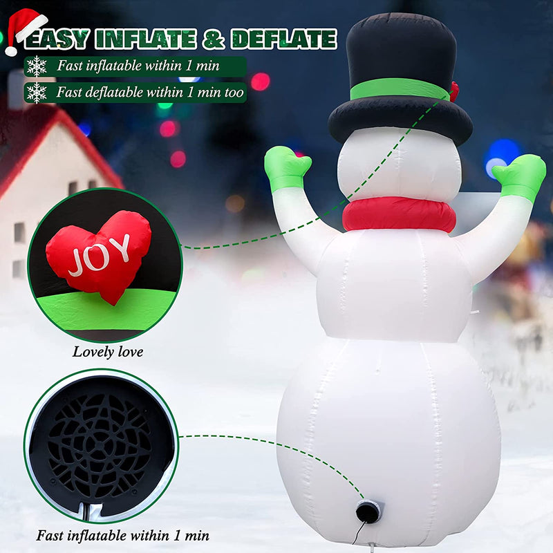 7 FT Christmas Inflatables Giant Snowman Outdoor Decorations, Blow up Snow Man Yard Decor Built-In Bright LED Light Wear Magic Hat, Weatherproof Holiday for Garden Patio Lawn Party Xmas Gifts