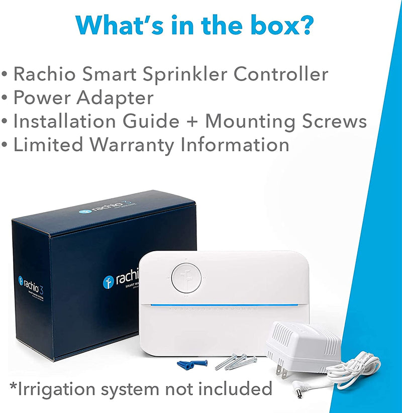 Rachio 3 Smart Sprinkler Controller, 8 Zone 3Rd Generation, Alexa and Apple Homekit Compatible with Hyperlocal Weather Intelligence plus and Rain, Freeze and Wind Skip