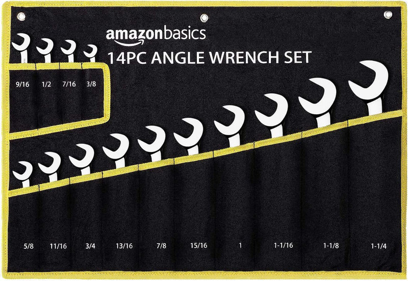 Amazon Basics Angled Wrench Set - SAE, 14-Piece