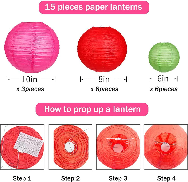 24Pcs round Paper Lanterns for Wedding Birthday Party Baby Showers Decoration Pink/White