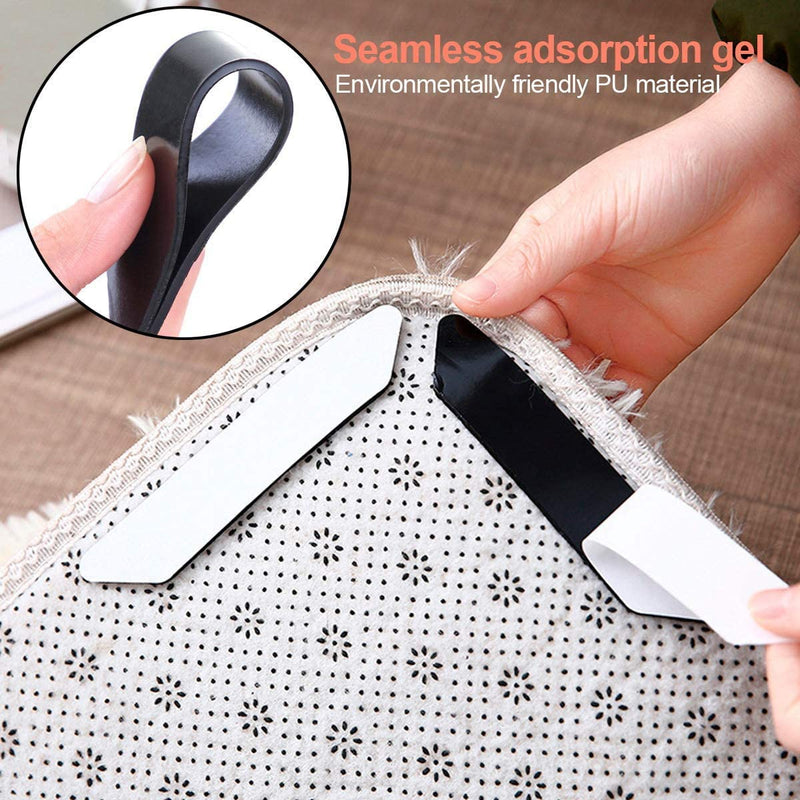 UCINNOVATE 16 Pieces Anti-Slip Rug Grippers, Carpet Gripper Mat Reusable anti Curling Rug Gripper Carpet Underlay Carpet Stopper, Strong Stickiness and Easy to Remove 130Mm*25Mm*2Mm