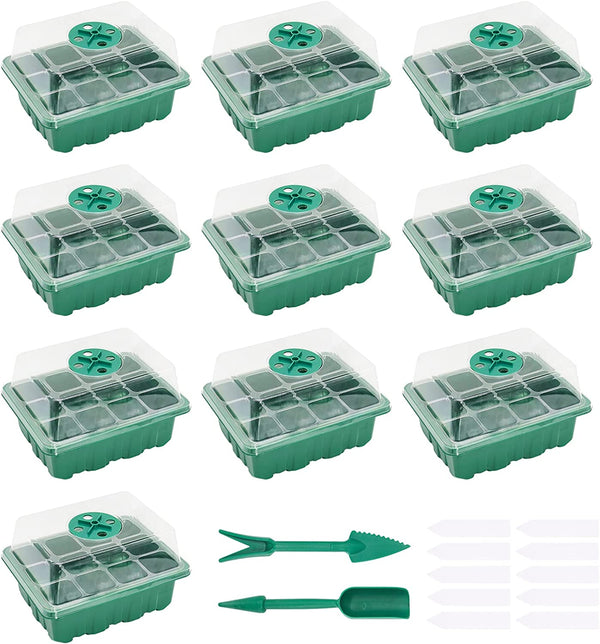 Seed Starter Tray Kit Valuehall 120 Cells Grow Trays Mini Propagator Seedling Starter Tray Plant Starter Kit with Dome and Base Greenhouse Humidity Adjustable Plant Starting Kit V7E07