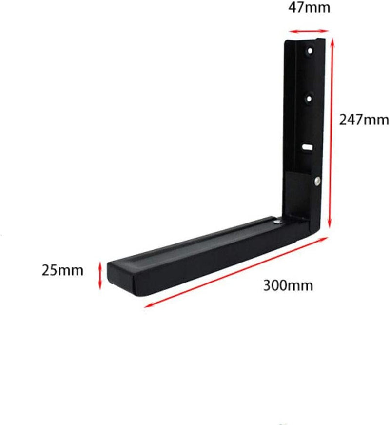 One Pair of NUZAMAS Microwave Oven Brackets, Wall Mounted Holders, Shelf Brackets Adjustable Length from 30Cm to 47Cm, Universal Extendable Arms - Black Color