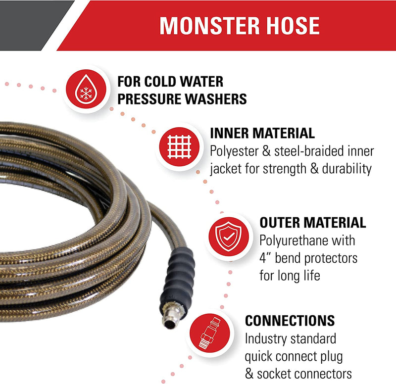 Simpson Cleaning 41034 3/8-Inch by 200-Foot 4500 PSI Cold Water Replacement/Extension Hose for Gas Pressure Washers