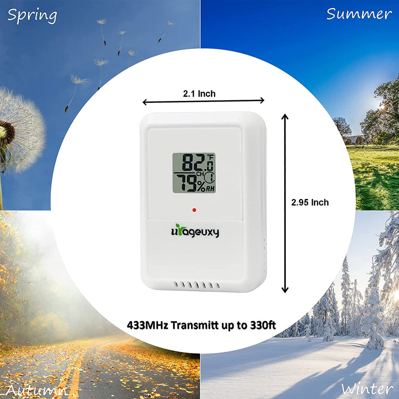 Urageuxy Wireless Weather Station Indoor Outdoor Thermometer,8-in-1 WiFi  Weather Station