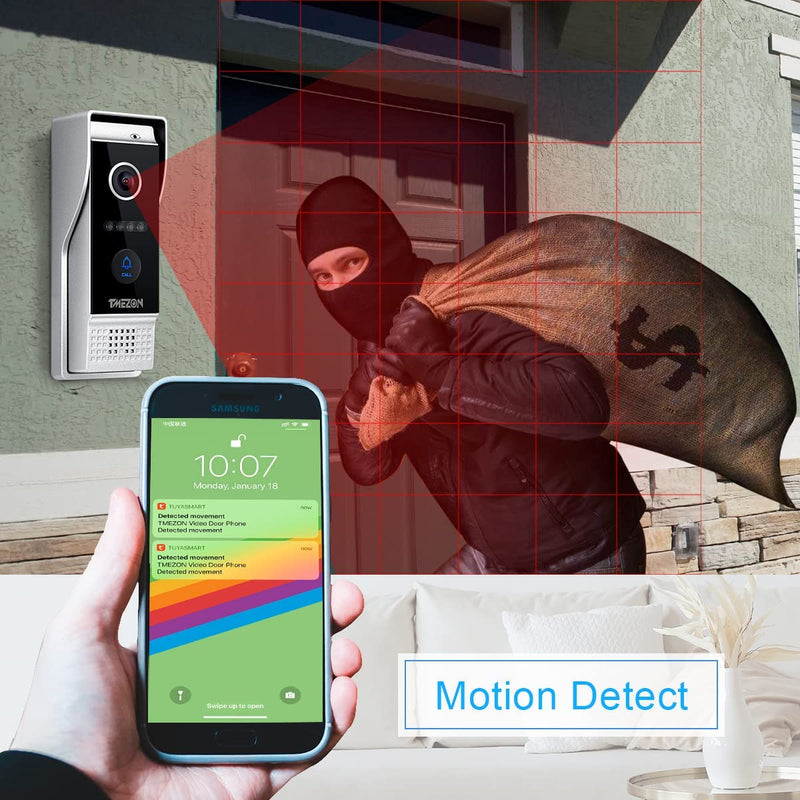 1080P WiFi Wireless Tuya App 7 inch HD Home Video Intercom Phone Doorbell  with Motion Detection