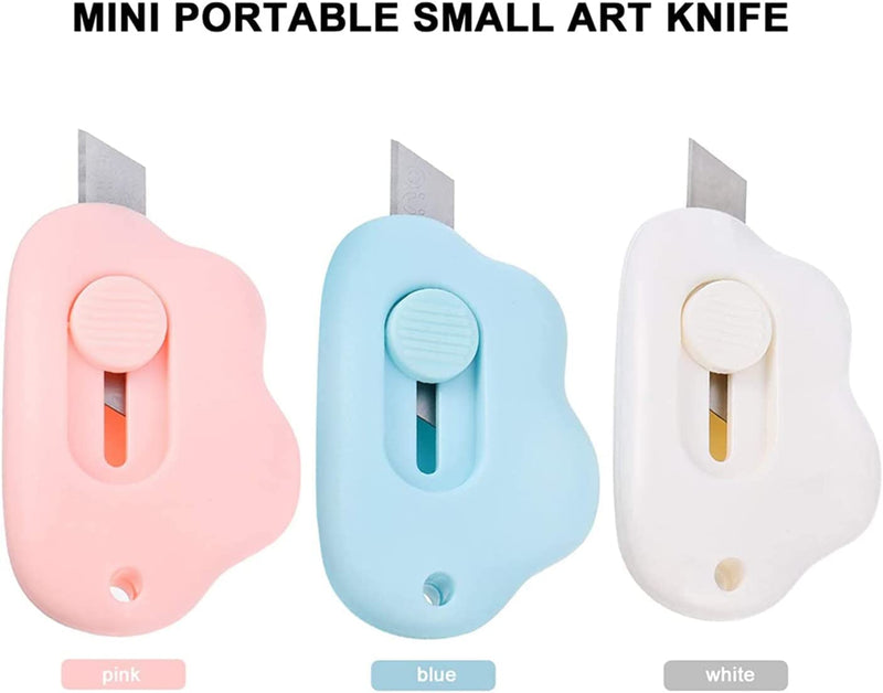 Mini Utility Knives Box Cutter Retractable Letter Opener,carton Opener  (pink/blue/white)