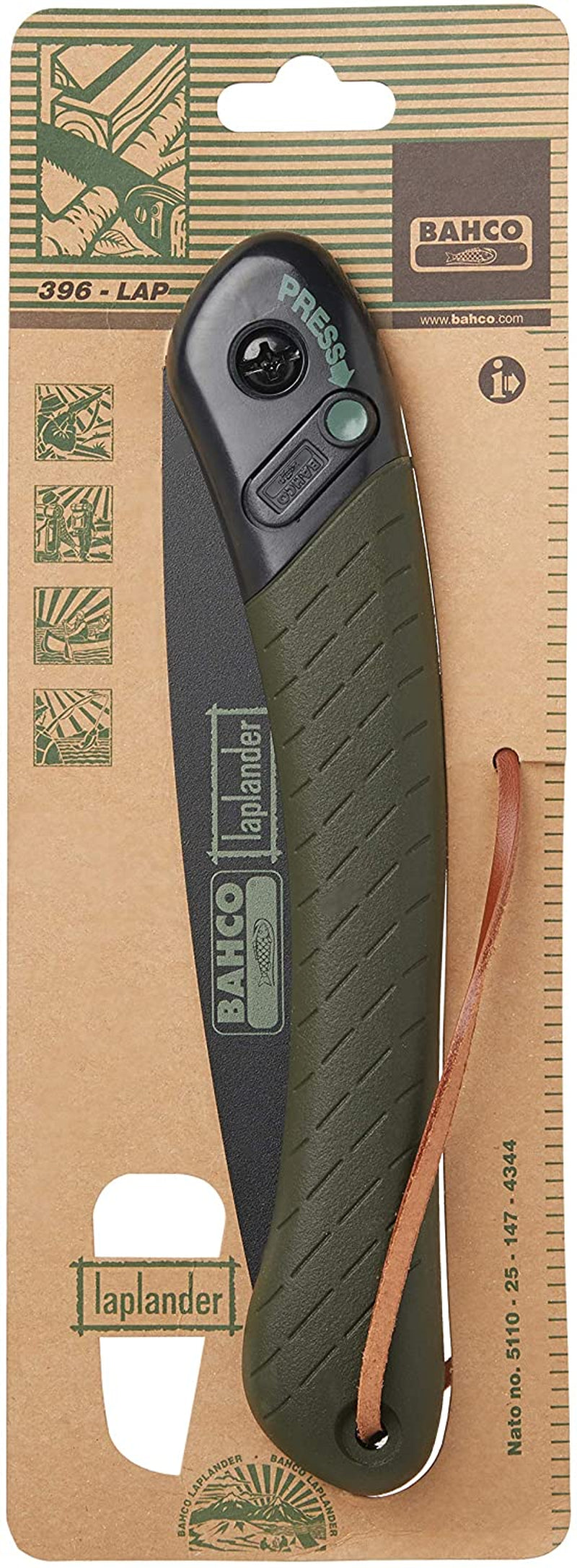 Bahco 396-LAP Laplander Folding Saw, 9-Inch Blade, 7 TPI, Black