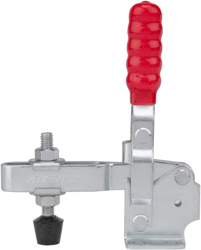 POWERTEC 20335 Quick Release Vertical Toggle Clamp 12130-500 Lb Holding Capacity W Rubber Pressure Tip, 2PK