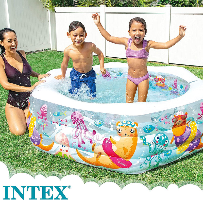 Intex Swim Center Ocean Reef Inflatable Pool, 75" X 70" X 24", for Ages 6+