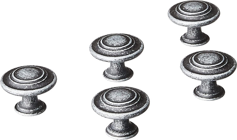 Amazon Basics Traditional Top Ring Cabinet Knob, 1.25" Diameter, Antique Silver, 25-Pack