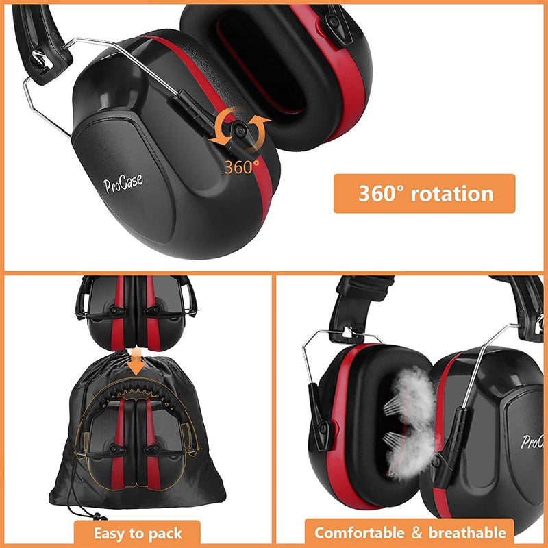 Procase Noise Reduction Ear Muffs 2 Pack NRR 28Db Hearing Protection