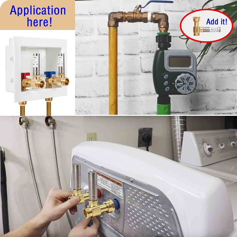 Sicoince Water Hammer Arrestor Washing Machine 3/4 Inch Thread Lead Free Brass Y241-11-11-S (1 Pack)