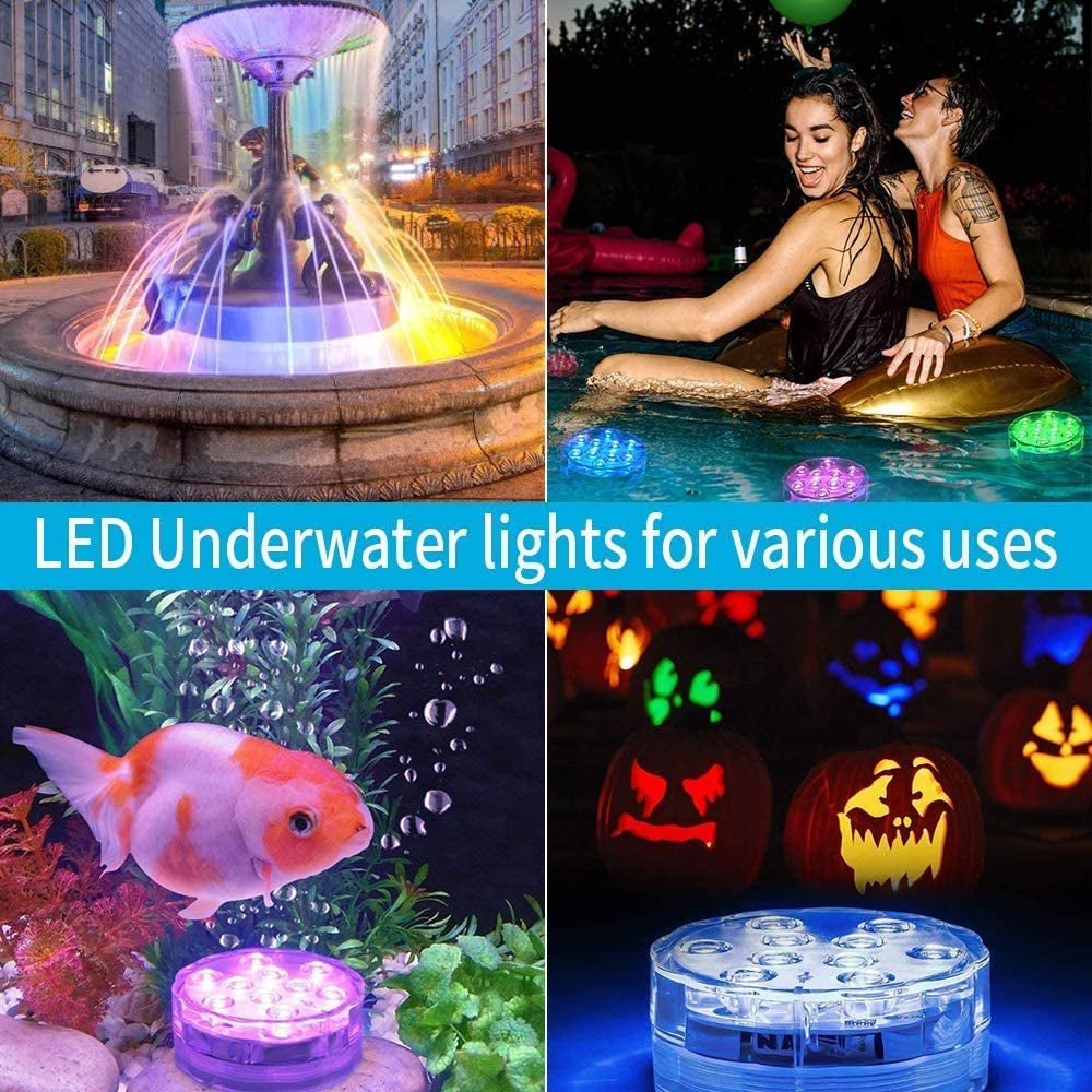 Submersible Led Lights with Remote Battery Operated Underwater Fountai