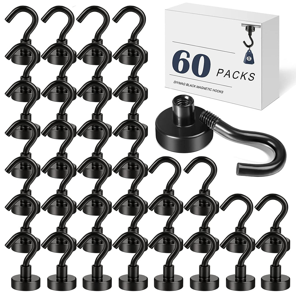 DIYMAG Black Magnetic Utility Hooks, 25Lbs Heavy Duty Rare  Earth Neodymium Magnet Hooks with Nickel Coating for Kitchen, Cruise,  Classroom, Workplace, Office and Garage etc, Pack of 3 : Industrial 