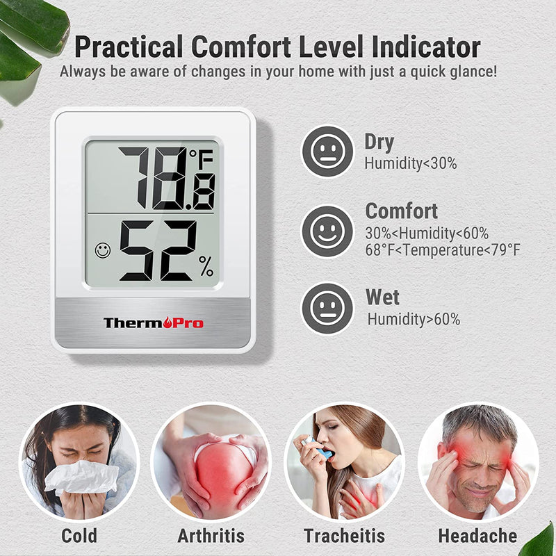 Thermopro TP49 Digital Hygrometer Indoor Thermometer Humidity Meter Room Thermometer with Temperature and Humidity Monitor Mini Hygrometer Thermometer