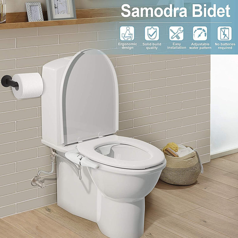 SAMODRA Ultra-Slim Bidet Attachment for Toilet - Dual Nozzle (Frontal &  Rear Wash) Hygienic Bidets for Existing Toilets - Adjustable Water Pressure  Fresh Water Toilet Bidet - Easy to Install 