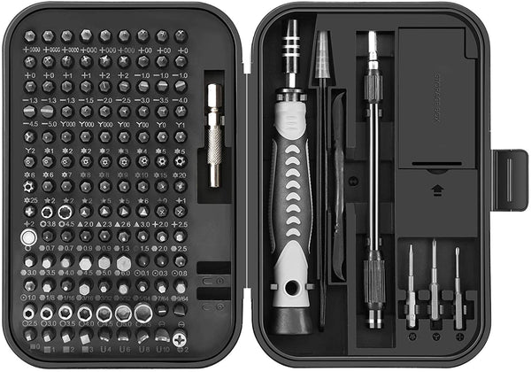 AMIR Precision Screwdriver Set (Newest) 106 in 1 with 102 Bits Magnetic Torx Screwdriver Kit with Case Professional Repair Tool with Magnetizer for Electronics PC Iphone Ipad Watch Jewelers (130 in 1, Black)