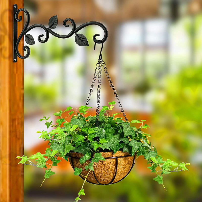 Plant Hangers Heavy Duty Metal Plant Basket Hooks 2 Pcs Iron Wall Hanging Plant Bracket with Screws Outdoor Garden Balcony Railings Wall Hook for Bird Feeders, Planters, Lanterns, Home Decor, as Flower Baskets and More