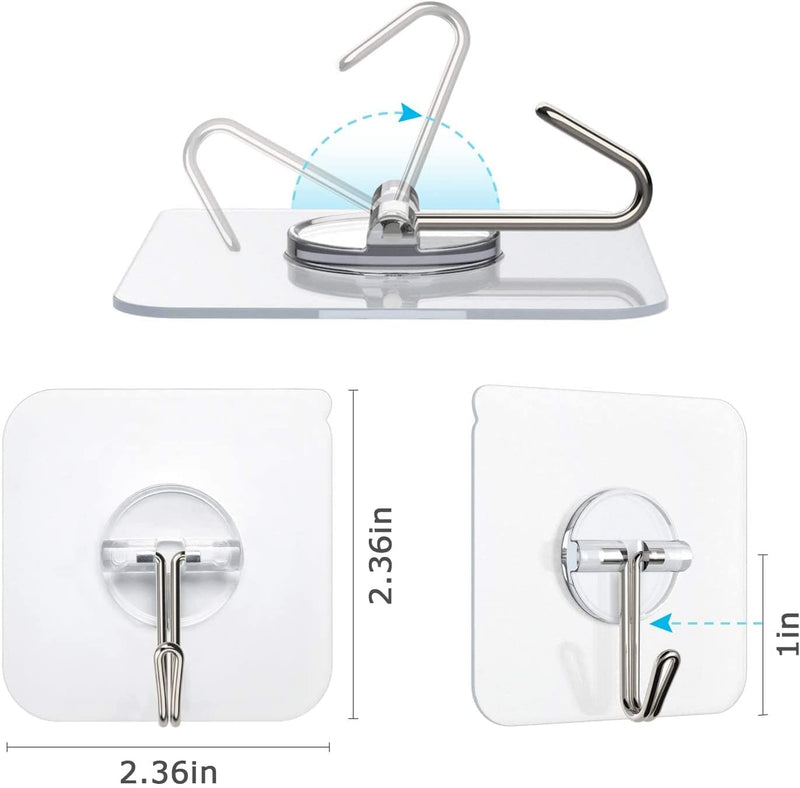 Adhesive Hooks for Hanging Heavy Duty Wall Hooks 22 lbs Self Adhesive  Sticky Hooks Waterproof Transparent Hooks for Keys Bathroom Shower Outdoor  Kitchen Door Home Improvement Sticky Hook 12 Pack 