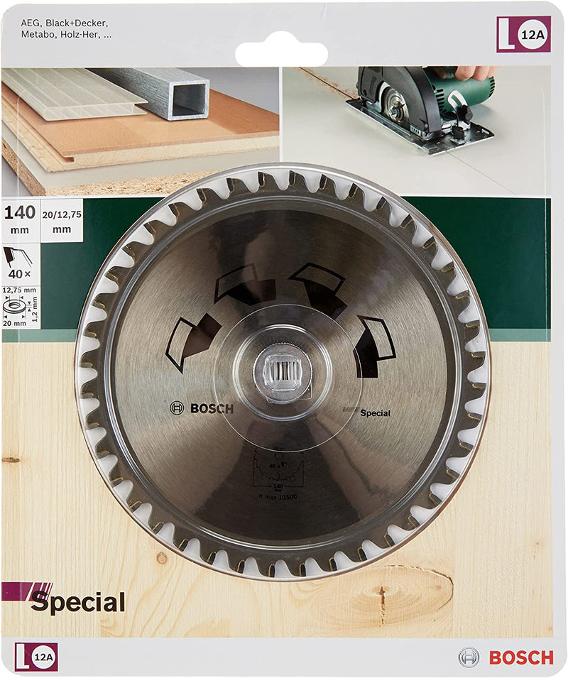 Bosch 2609256885 140 Mm Circular Saw Blade Special, 40 Teeth, Bore 20 Mm/Bore with Reduction Ring 12.75Mm