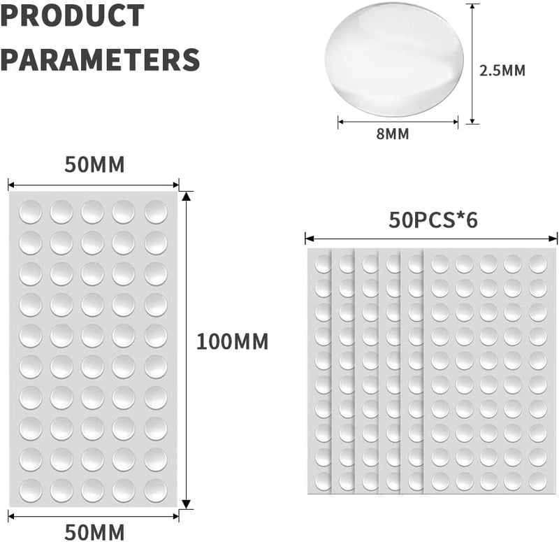 COVERCORNER Super High Viscosity Cabinet Door Bumpers -180 Pcs 1/2”Diameter Clear Adhesive Pads EVA Material Glass Hardware Bumpers for Drawers, Glass Tops, Small Furniture(180Pcs)
