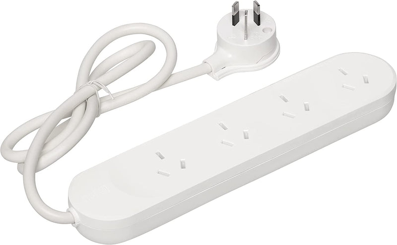 HPM R105 Standard Overload 4 Outlet Powerboard Powerboard - Standard 10A 2400W 4 Outlets White Overload Protection 0.9M Lead, White
