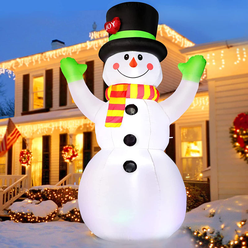 7 FT Christmas Inflatables Giant Snowman Outdoor Decorations, Blow up Snow Man Yard Decor Built-In Bright LED Light Wear Magic Hat, Weatherproof Holiday for Garden Patio Lawn Party Xmas Gifts