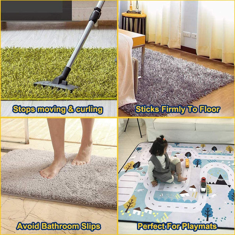 UCINNOVATE 16 Pieces Anti-Slip Rug Grippers, Carpet Gripper Mat Reusable anti Curling Rug Gripper Carpet Underlay Carpet Stopper, Strong Stickiness and Easy to Remove 130Mm*25Mm*2Mm