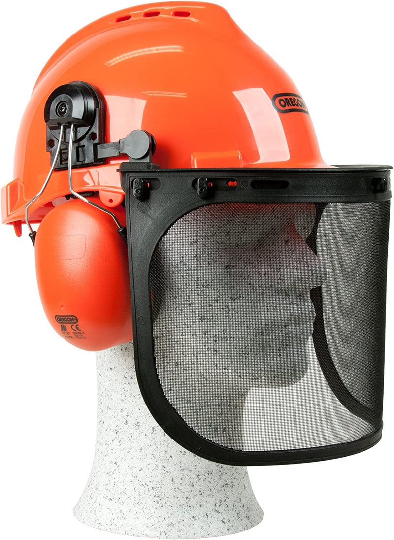 OREGON Yukon Chainsaw Safety Helmet with Protective Ear Muff and Mesh Visor (562412), Black