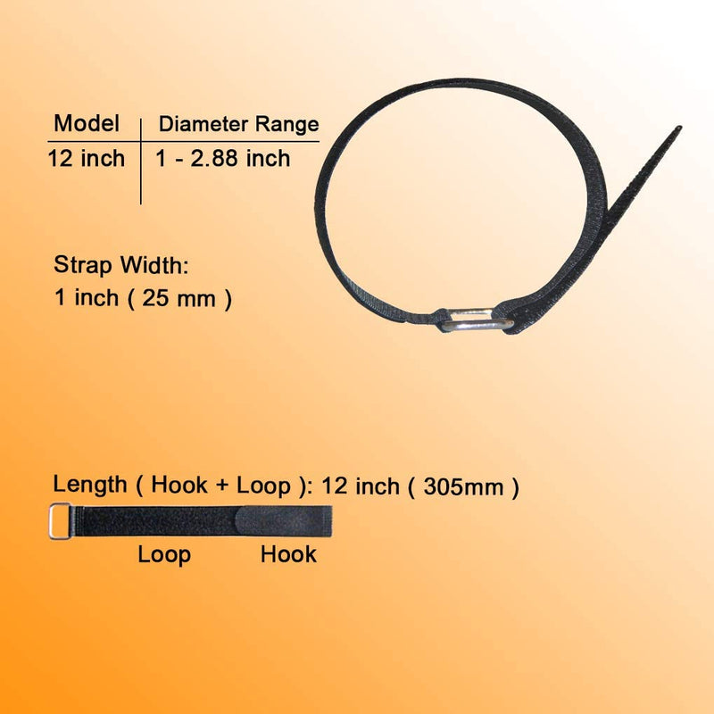 VIGAER 2 x 24 Hook and Loop Cinch Straps 6 Pack - Black Storage Straps - Adjustable Fastening Securing Straps