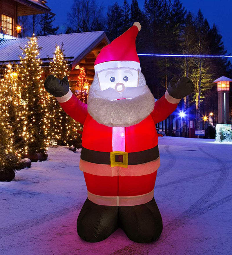 VENLOIS 4FT Christmas Santa Claus Inflatable LED Lights Indoor Outdoor Yard Lawn Decoration Cute Fun Holiday Blow up Party Display