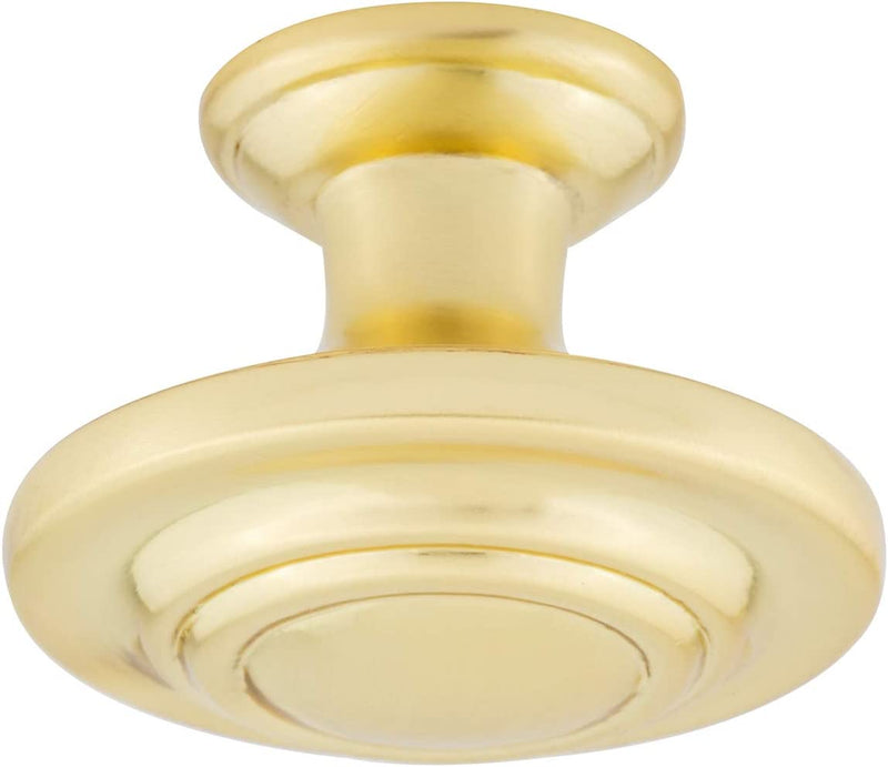 Amazon Basics Traditional Top Ring Cabinet Knob, 1.25" Diameter, Brushed Brass, 10-Pack