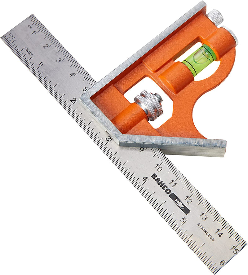 Bahco CS150 150 Mm Combination Square, Orange