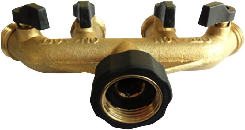 NUZAMAS 4 Way Solid Brass Hose Splitter 4-Way Hose Connector with Shut off Valves, 3/4" Tap & Outlets, Use up to 4 Hoses at Once and 4 Quick Connectors Adaptors