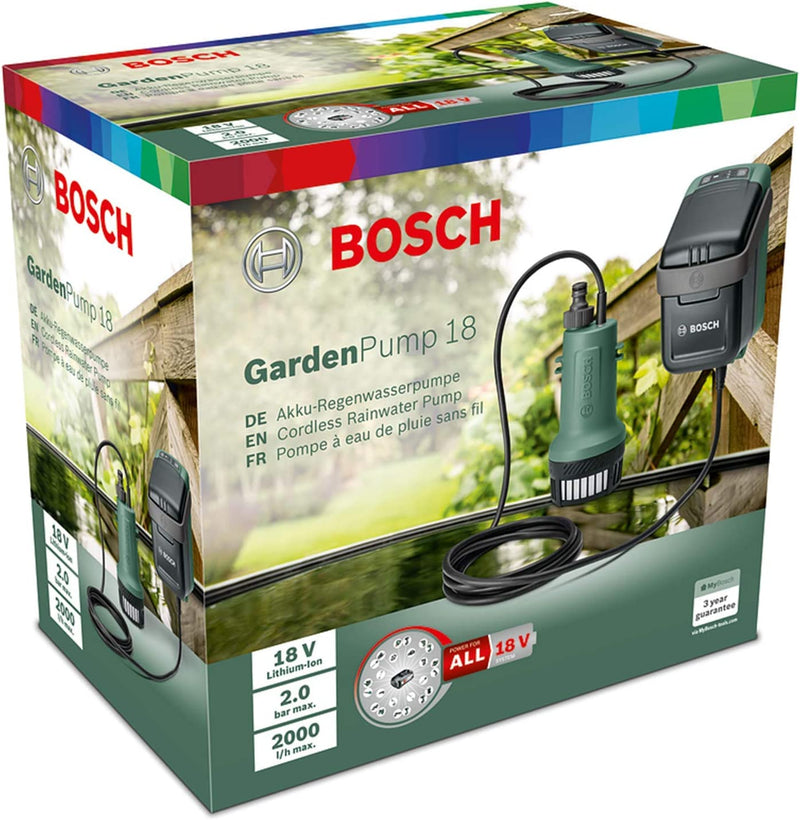Bosch Cordless Submersible Pump Gardenpump 18 (Without Battery, 18 Vol