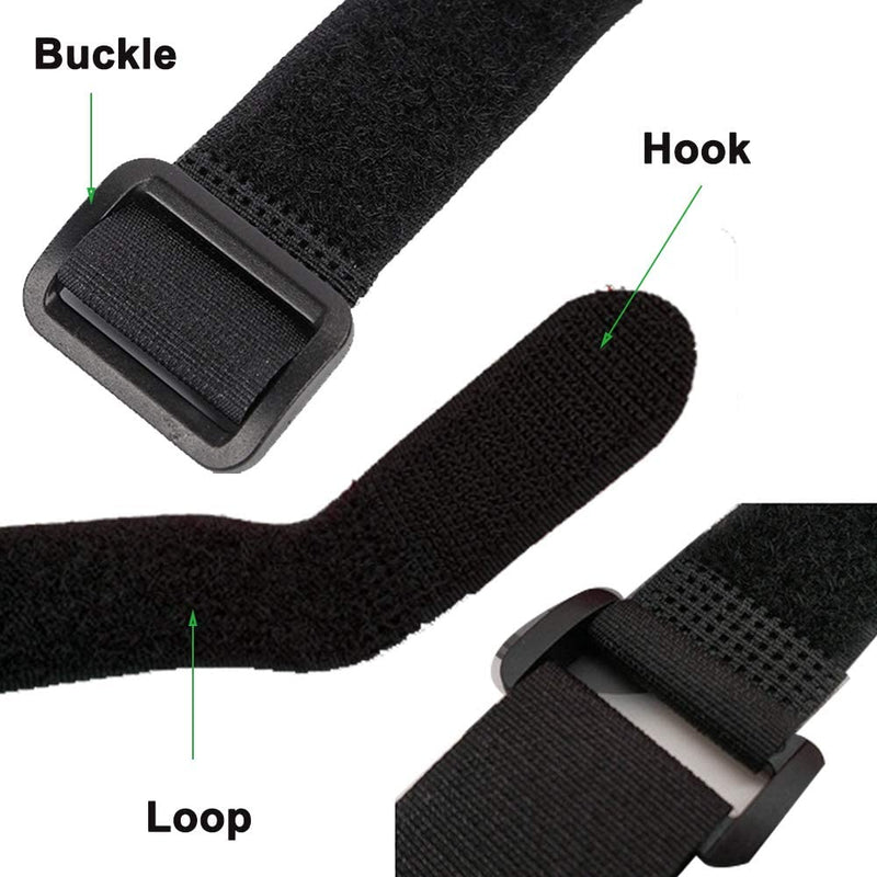 HUAPX Fastening Nylon Strap with Buckle,10Pack Reusable Self-Adhesive Hook and Loop Cable Securing Straps,Adjustable Cinch Straps for Cords