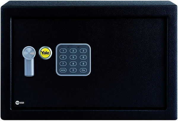 Yale YSV/250/DB1 Medium Value Safe, Digital Keypad, LED Light Indicators, 15Mm Steel Locking Bolts, Emergency Override Key, Wall and Floor Fixings, Black Finish, 16 Litre Capacity 25 X 35 X 25 Cm