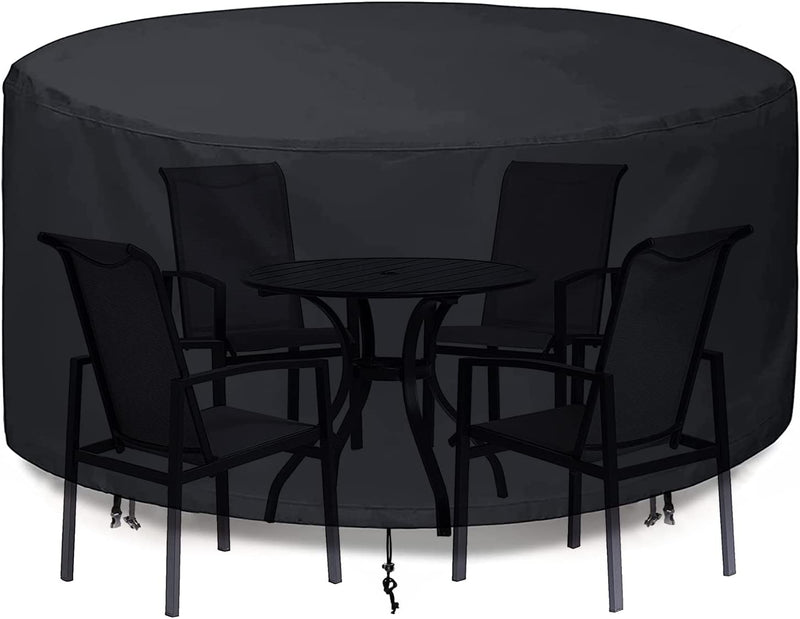 Patio Furniture Cover Waterproof Durable Heavy Duty 210D Oxford round Outdoor Table Chair Set Covers for Garden round Table Dining Set