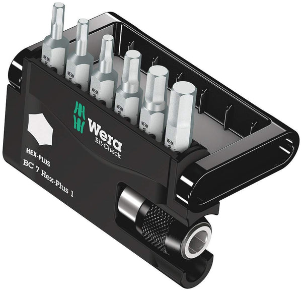 Wera 056168 Bit-Check Set 8040-6/Z Extra-Tough for Drill/Drivers, Metal Jointing, Hex-Plus 2.0 Mm-6.0 Mm 7Pc