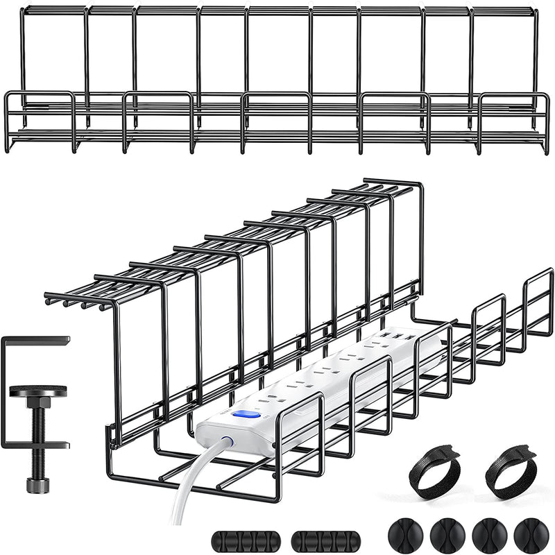Yecaye under Desk Cable Management Tray - Clamps Install under Table W