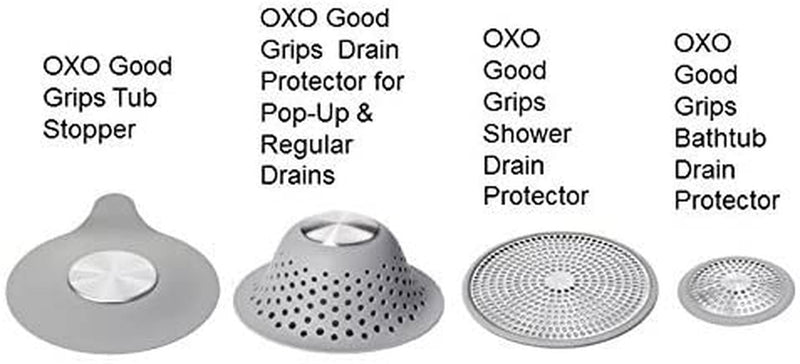 OXO 13140900 Good Grips Silicone Drain Protector for Pop-Up & Regular Drains Silver