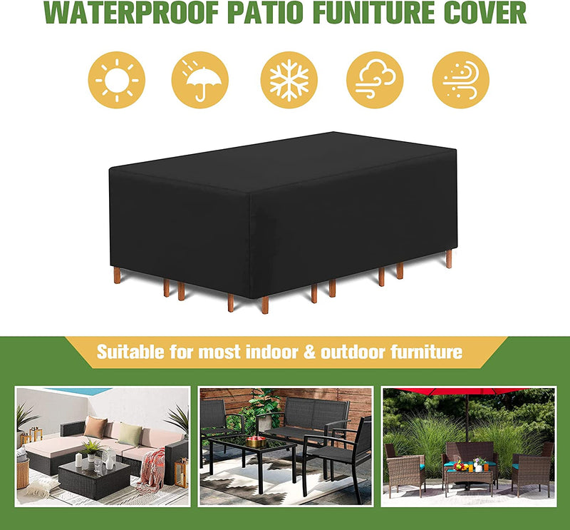 Patio Furniture Cover Waterproof Durable Heavy Duty 210D Oxford Rectangular Outdoor Sectional Sofa Set Covers for Outdoor Picnic Table, Dining Furniture, Chair Set (Size: 126X126X74Cm)