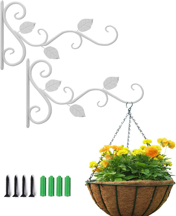 Plant Hangers Heavy Duty Metal Plant Basket Hooks 2 Pcs Iron Wall Hanging Plant Bracket with Screws Outdoor Garden Balcony Railings Wall Hook for Bird Feeders, Planters, Lanterns, Home Decor, as Flower Baskets and More
