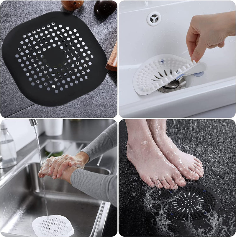 5 Pack Sink Strainer, Geeric Shower Drainer Hair Catcher Kitchen Sink Drain Cover Durable Thermo-Plastic-Rubber Stopper with Suction Cup Suit for Bathroom,Bathtub,Kitchen