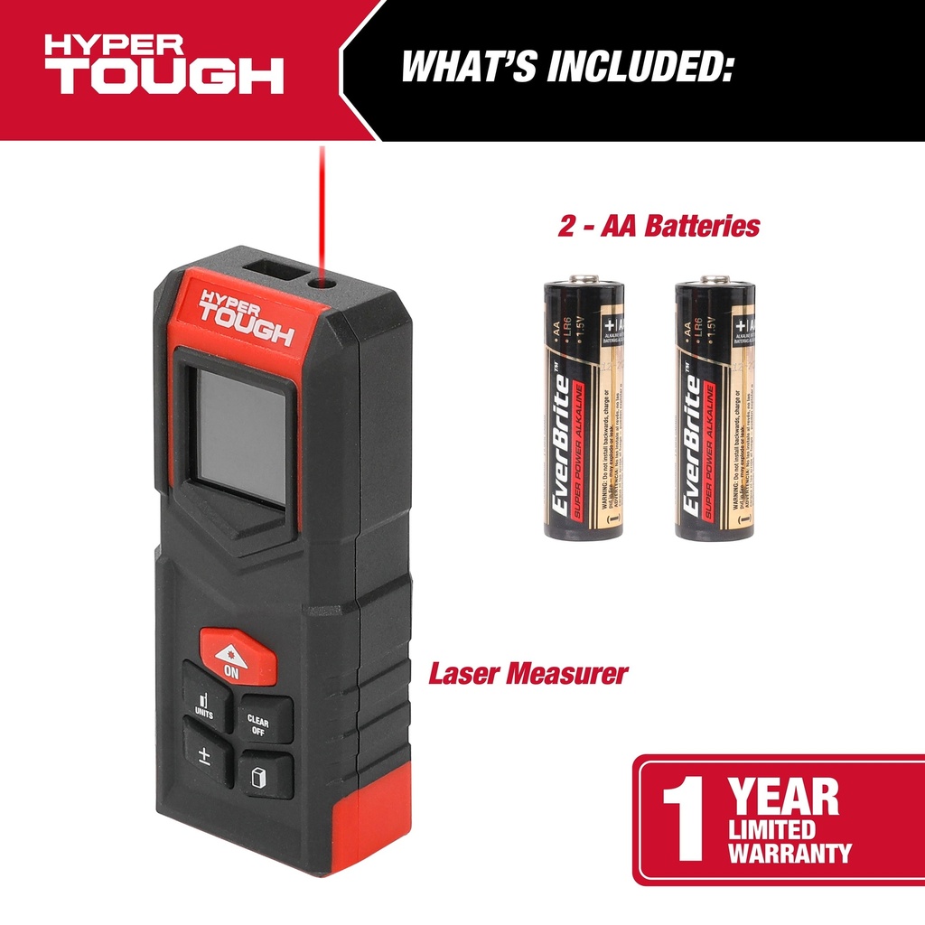 Hyper Tough 100-Ft Laser Distance Measuring Tool - Model 43035
