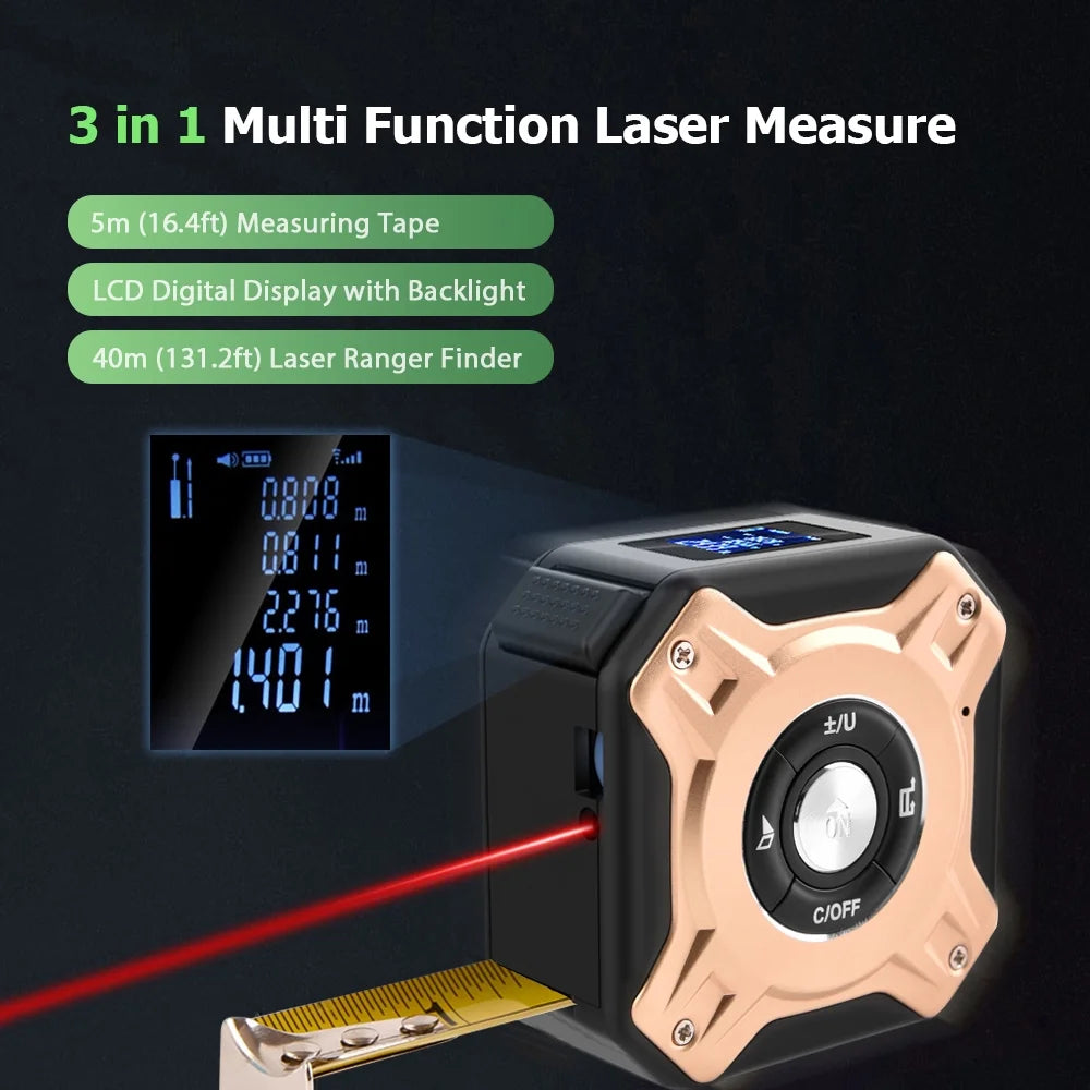 Alba Ranger Measuring Device Kkmoon 3 in 1 Tape Measure - Digital Ranger Finder 16Ft
